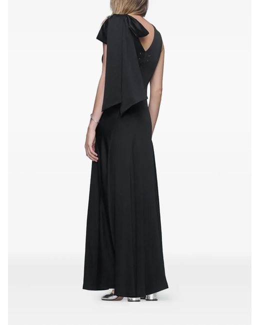 Maison Margiela Black Bow-Detail V-Neck Maxi Dress