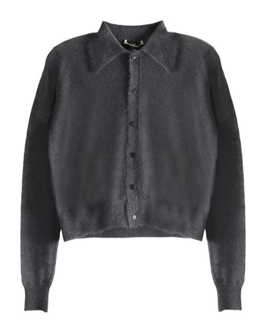 Auralee Black Buttoned Collared Cardigan