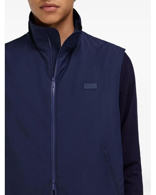 Ferragamo Blue Sporty Zip Drawstring Gilet for men