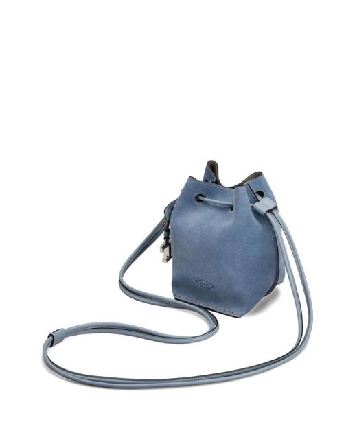 Tod's Blue Suede Bucket Bag