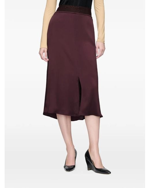 Maison Margiela Purple Satin Midi Skirt