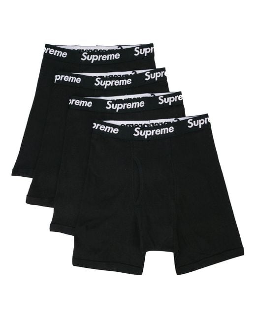 Lot de boxers à logo brodé Supreme pour homme en coloris Black