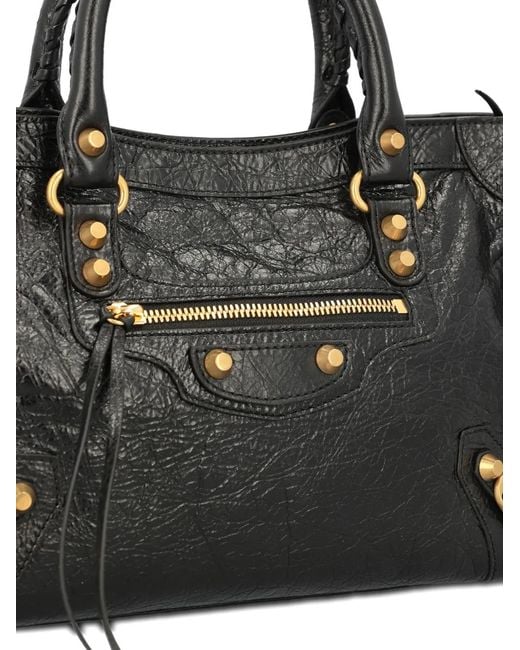 Balenciaga Black Compact Le City Studded Textured Tote Bag