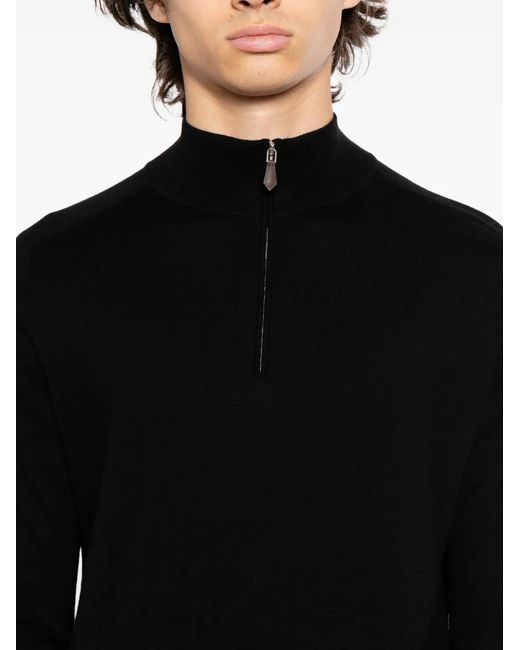 N.Peal Cashmere Black Salcombe Sweater for men