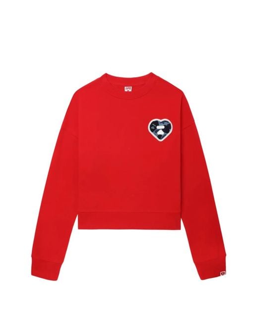 A Bathing Ape Red Heart-Motif Sweater
