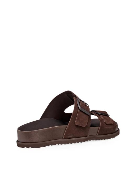 Geox Brown Parnaiba Buckle-Fastening Leather Sandals for men