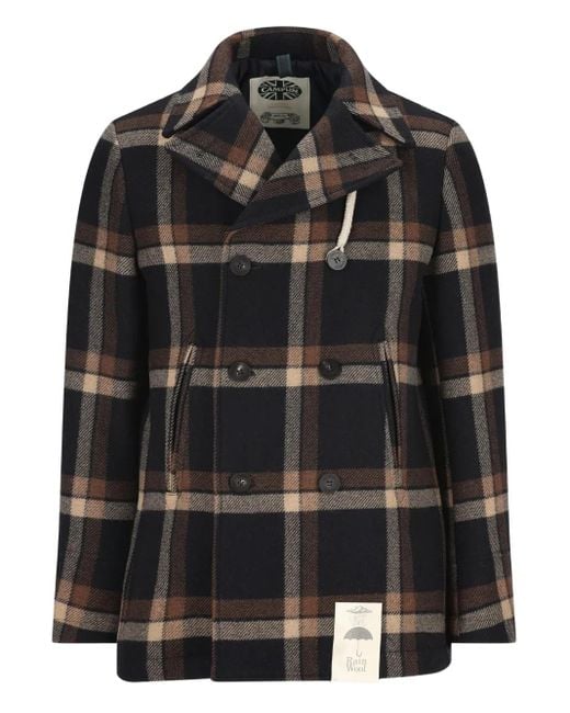 Caban Doppiopetto A Quadri di Camplin in Black da Uomo