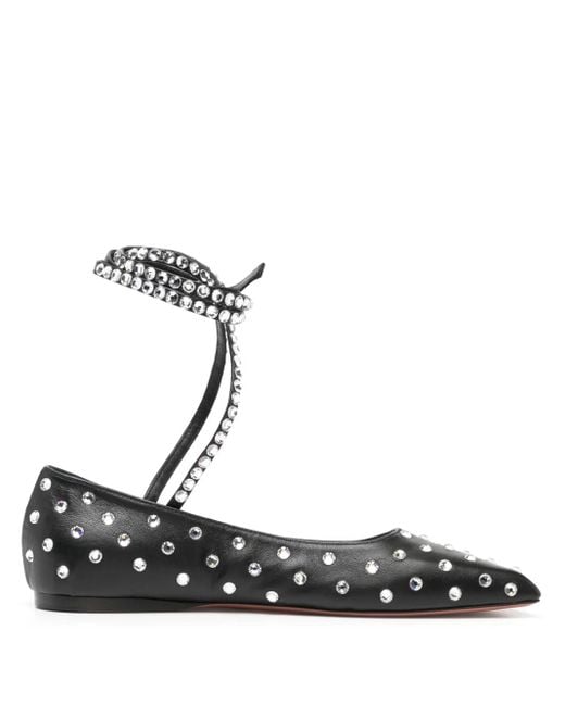 AMINA MUADDI Black Ane Crystal-embellished Ballerina Shoes