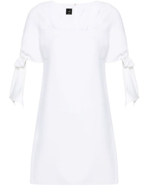 Pinko White Tie-sleeve Square-neck Minidress