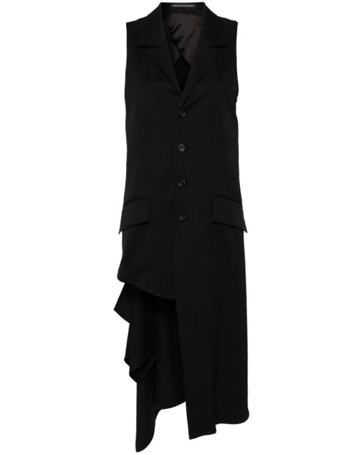 Yohji Yamamoto Black Asymmetric Sleeveless Blazer