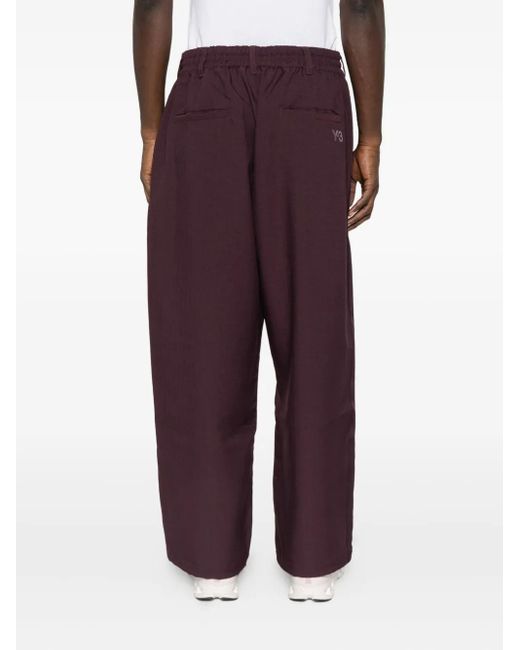 Y-3 Purple Drawstring-Waist Cotton Trousers for men