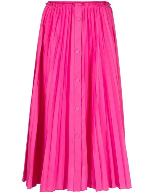 RED Valentino Pink Pleated Midi Skirt