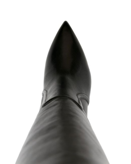 Paris Texas Black Stiletto 85mm Knee-high Leather Boots