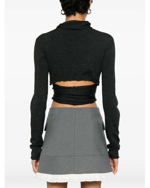 Alberta Ferretti Black Draped Top