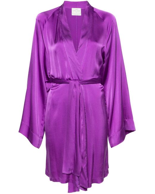Forte_forte Purple V-Neck Satin Coat