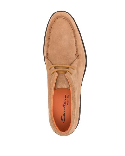 Santoni Brown Suede Derby Shoes for men