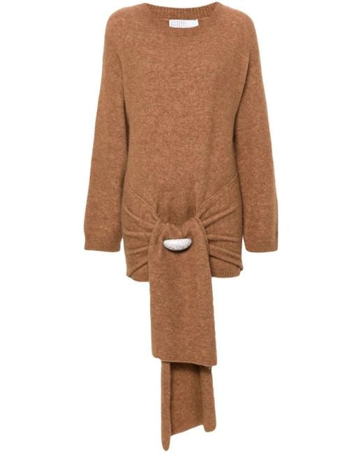 GIUSEPPE DI MORABITO ブローチディテール ミニドレス Brown