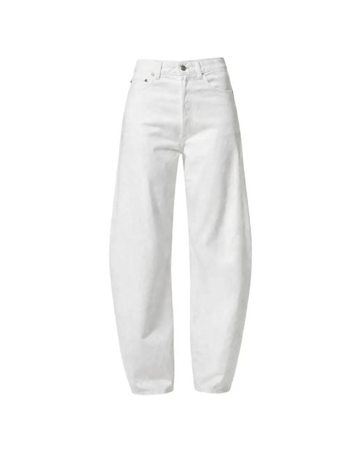 Agolde White Barrel-Leg Jeans