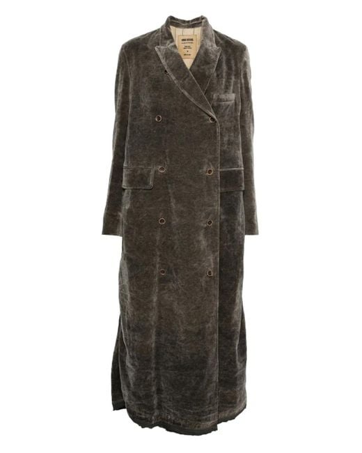 Uma Wang Gray Double-Breasted Coat