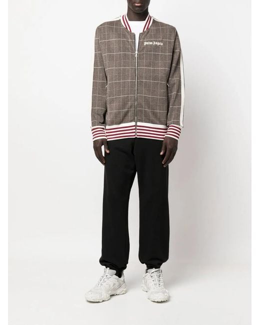 Palm Angels Gray Checked Bomber Jacket for men