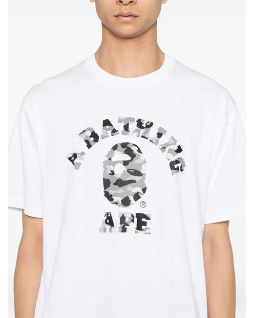 メンズ A Bathing Ape 1st Camo College Tシャツ White