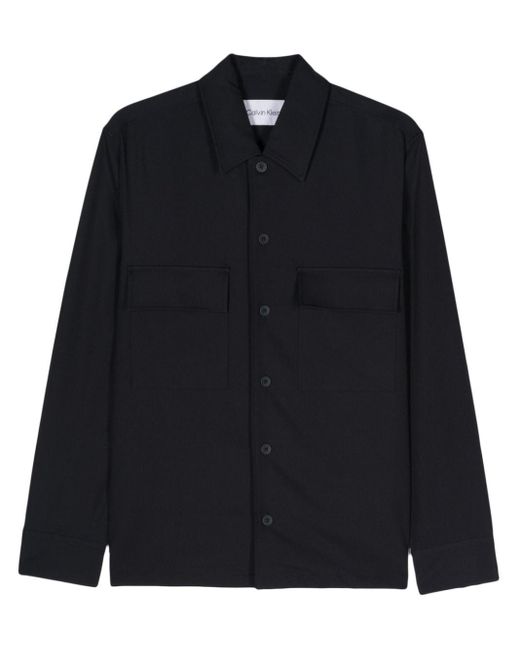 Calvin Klein Black Pointed-collar Twill Shirt for men