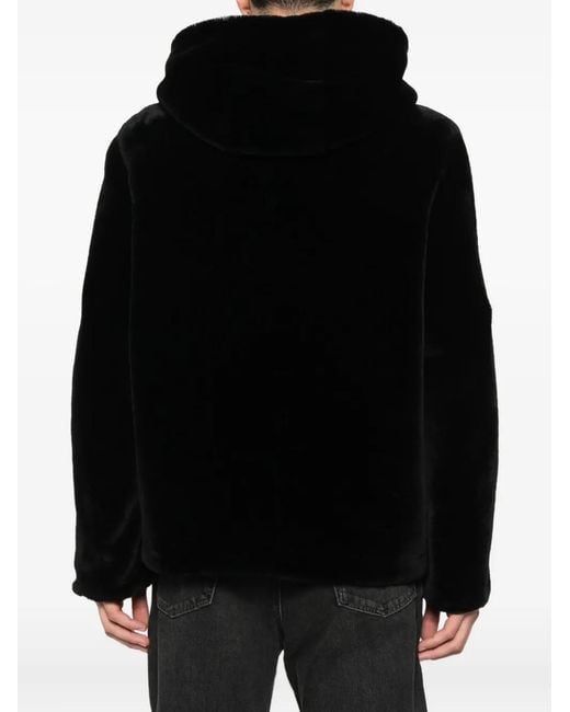 Yves Salomon Black Hooded Reversible Jacket for men