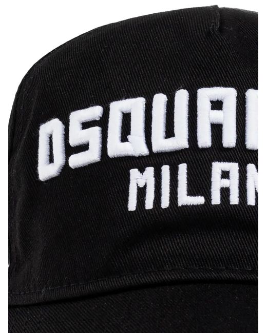 DSquared² Black Milano Patch Baseball Cap for men