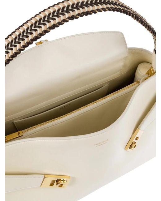 Ferragamo Natural Hug Soft Bicolor Shoulder Bag (L)