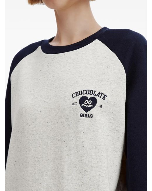 Chocoolate Blue Logo-Print Raglan-Sleeve Sweater