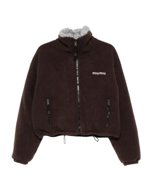 Miu Miu Brown Fleecejacke mit Reißverschluss