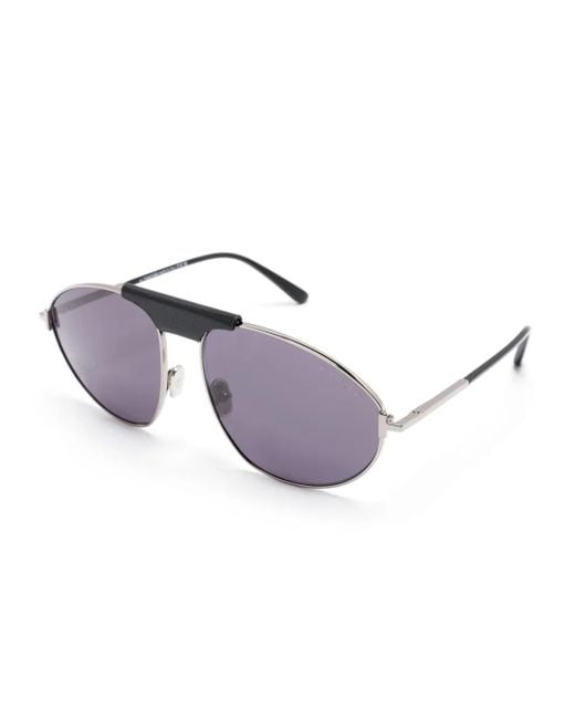 Tom Ford Gray Pilot-Frame Sunglasses
