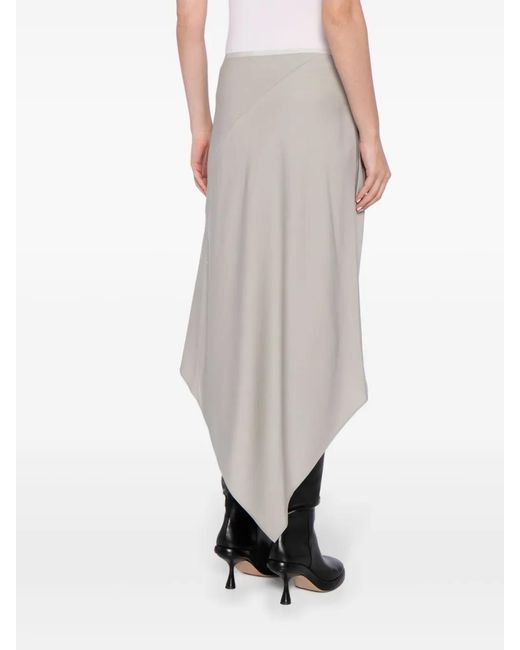 Helmut Lang White Asymmetric Wool Midi Skirt