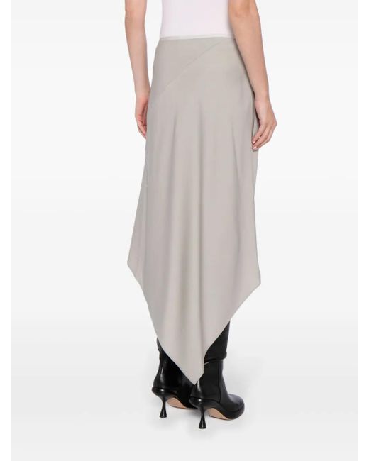 Helmut Lang White Asymmetric Wool Midi Skirt