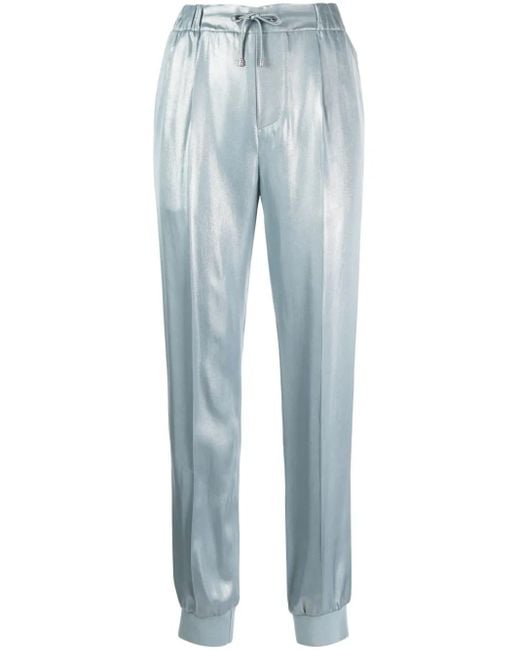 Ralph Lauren Blue Metallic Slim-Cut Trousers