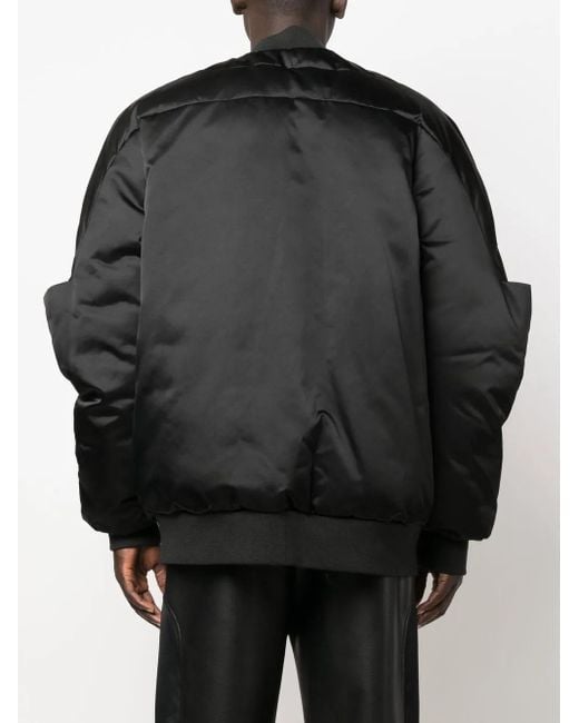 Rick Owens Black Gridered Goose-Down Bomber Jacket for men