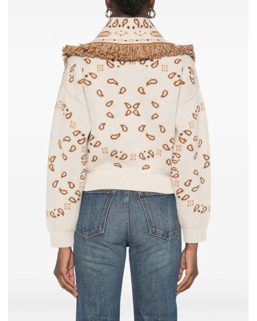 Alanui Natural Paisley-Pattern Fringed Jacket