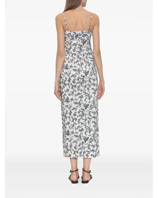 Posse White Rue Baroque-Print Strappy Midi Dress
