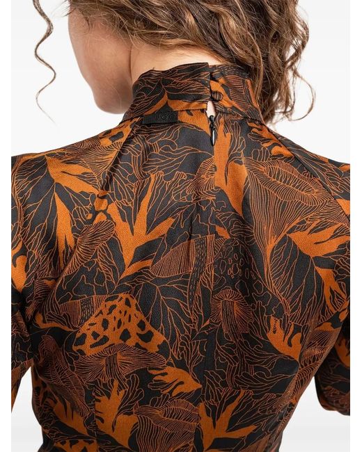 Boss Brown Floral-Print Dress