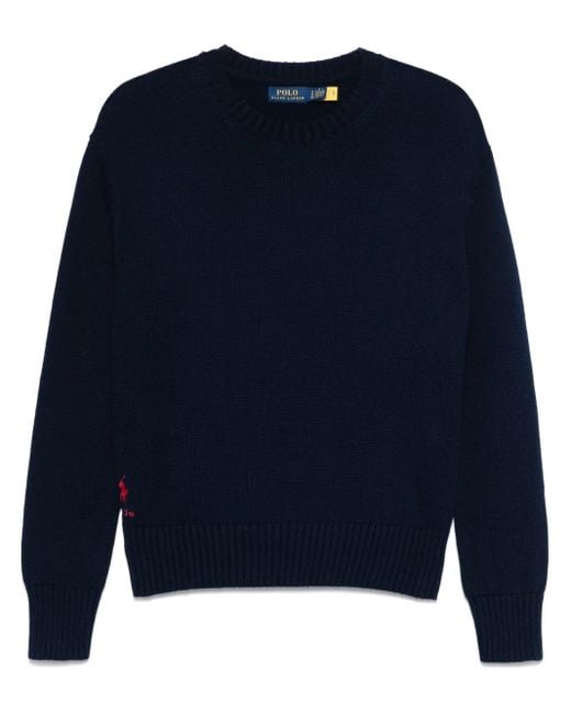 Polo Ralph Lauren Blue Polo-Pony-Motif Sweater