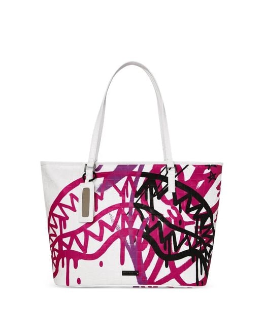 Sprayground White Sac À Main Crash À Imprimé Graffiti