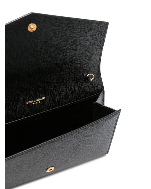 Saint Laurent Black Uptown Leather Chain Wallet - Women's - Leather