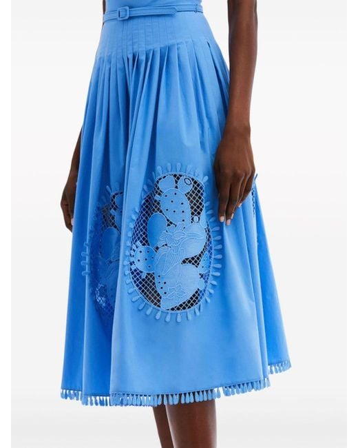 Oscar de la Renta Blue Cactus Guipure-lace Midi Dress