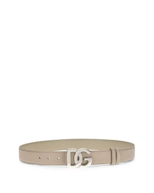 Dolce & Gabbana White Dg Logo Leather Belt for men