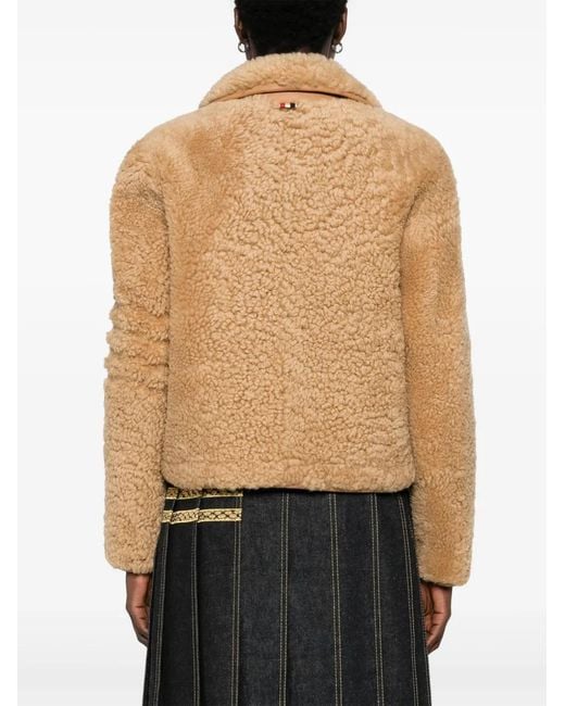 Thom Browne Brown Button-Up Shearling Jacket