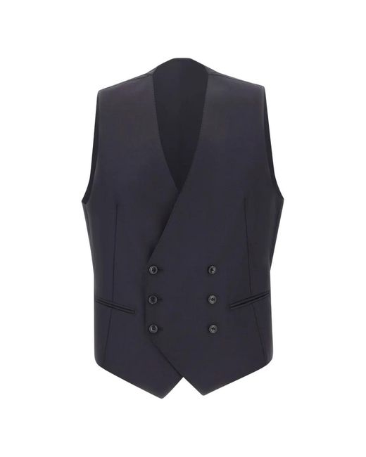 Tagliatore Blue Double-Breasted Waistcoat for men