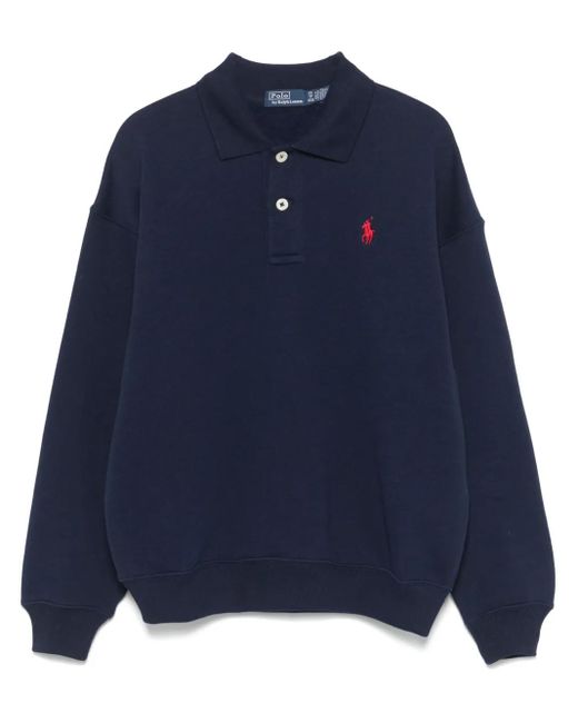 Polo Ralph Lauren Blue Polo-Pony-Motif Polo Top