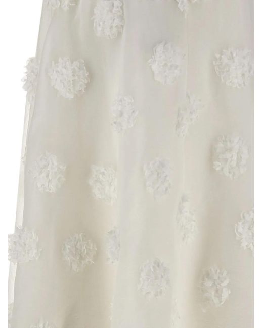 Herskind White Floral-Appliqué Organza Skirt