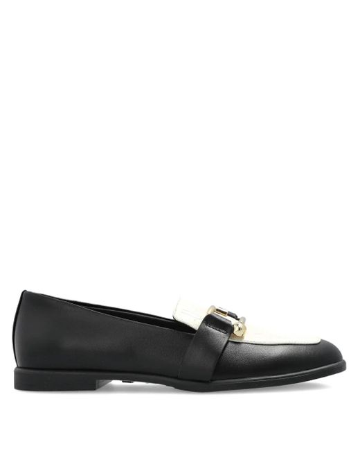 Furla Black Leather Loafers