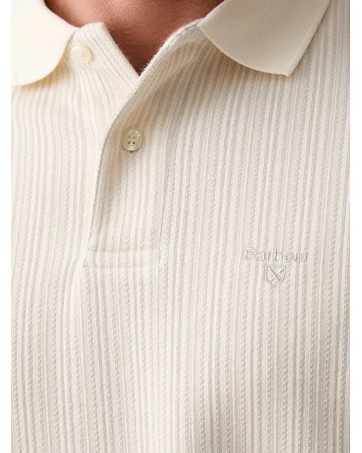 Barbour White Harworth Ribbed-Knit Logo-Embroidered Polo Shirt for men
